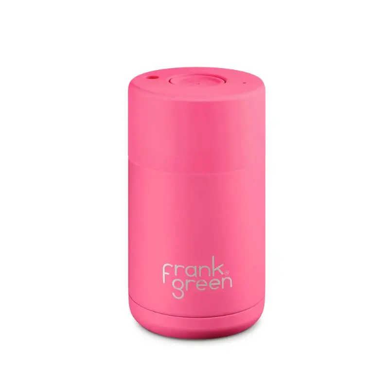 Frank Green - 12Oz Reusable Cup With Push  Button Lid - Neon Pink 1