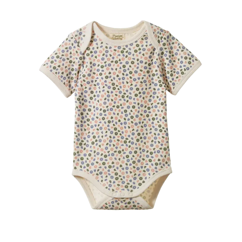 Nature Baby - Short Sleeve Body Suit -Chamomile Blooms Print 1