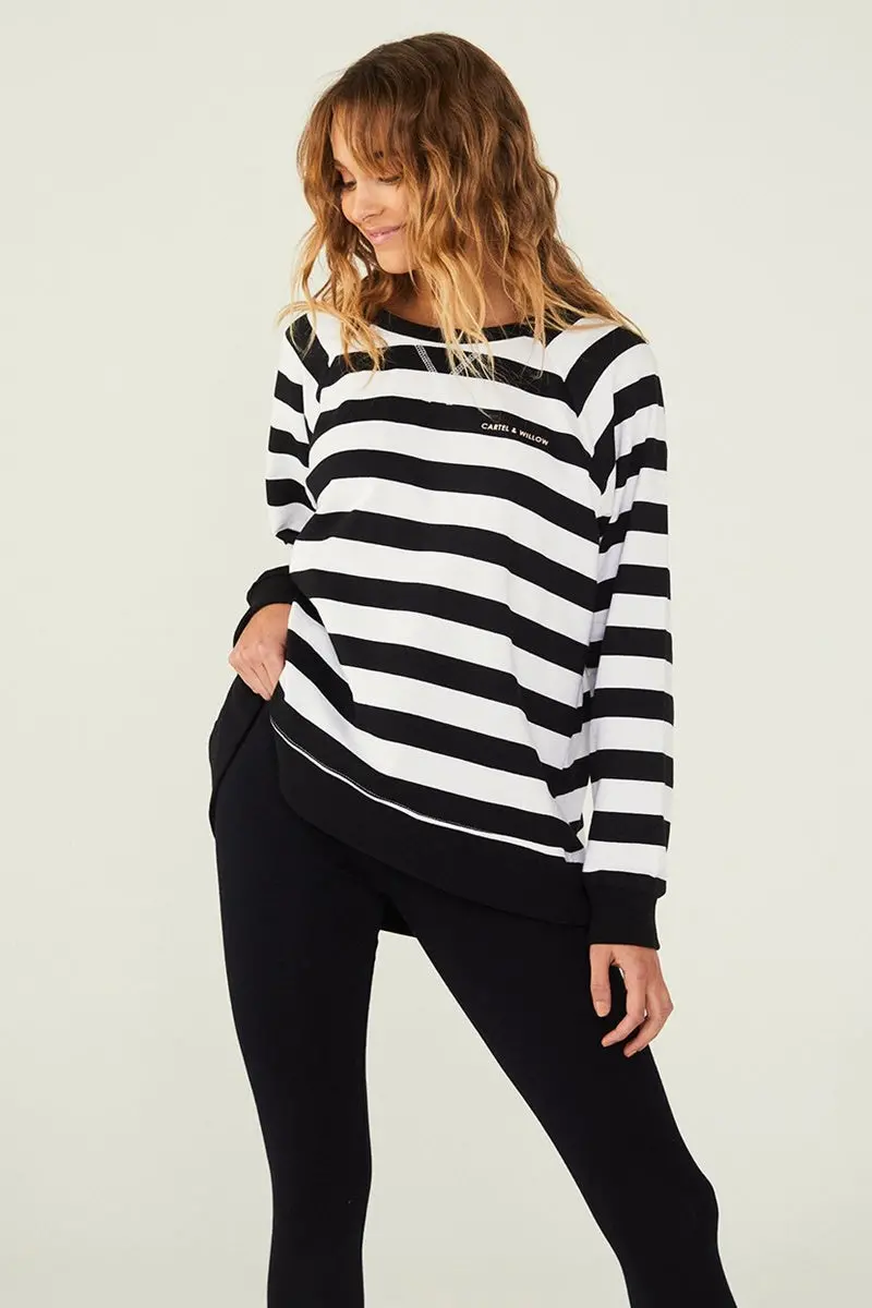 Cartel & Willow - Gigi Sweater - Black / White Stripe 1