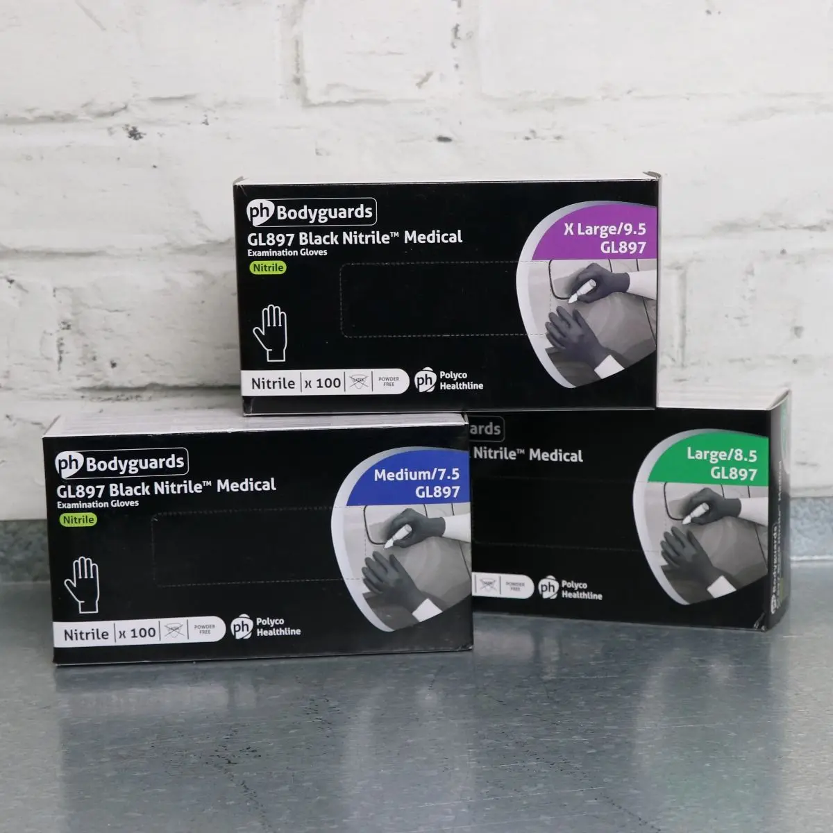 Polyco Healthline Black Nitrile Disposable Gloves (Box Of 100) 1