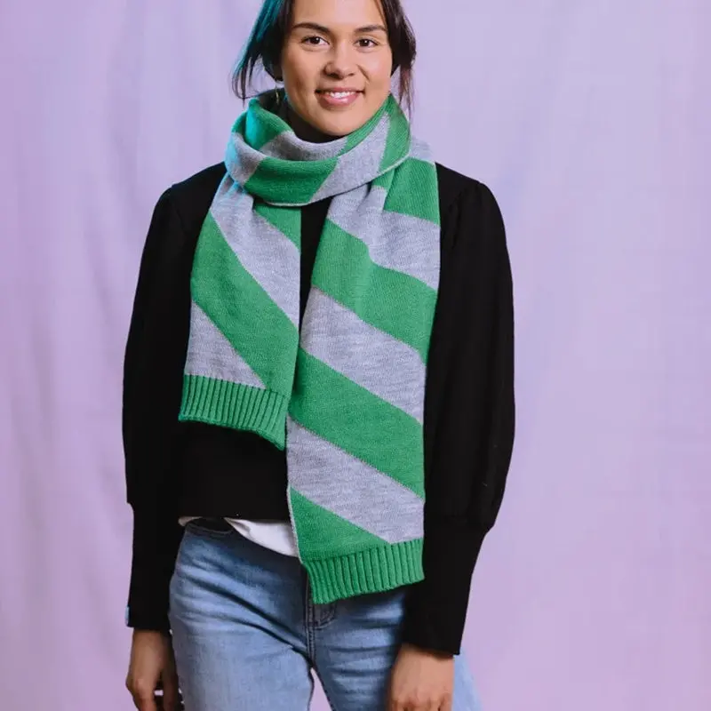 Hello Friday - Ziggy Scarf - Green Grey 1