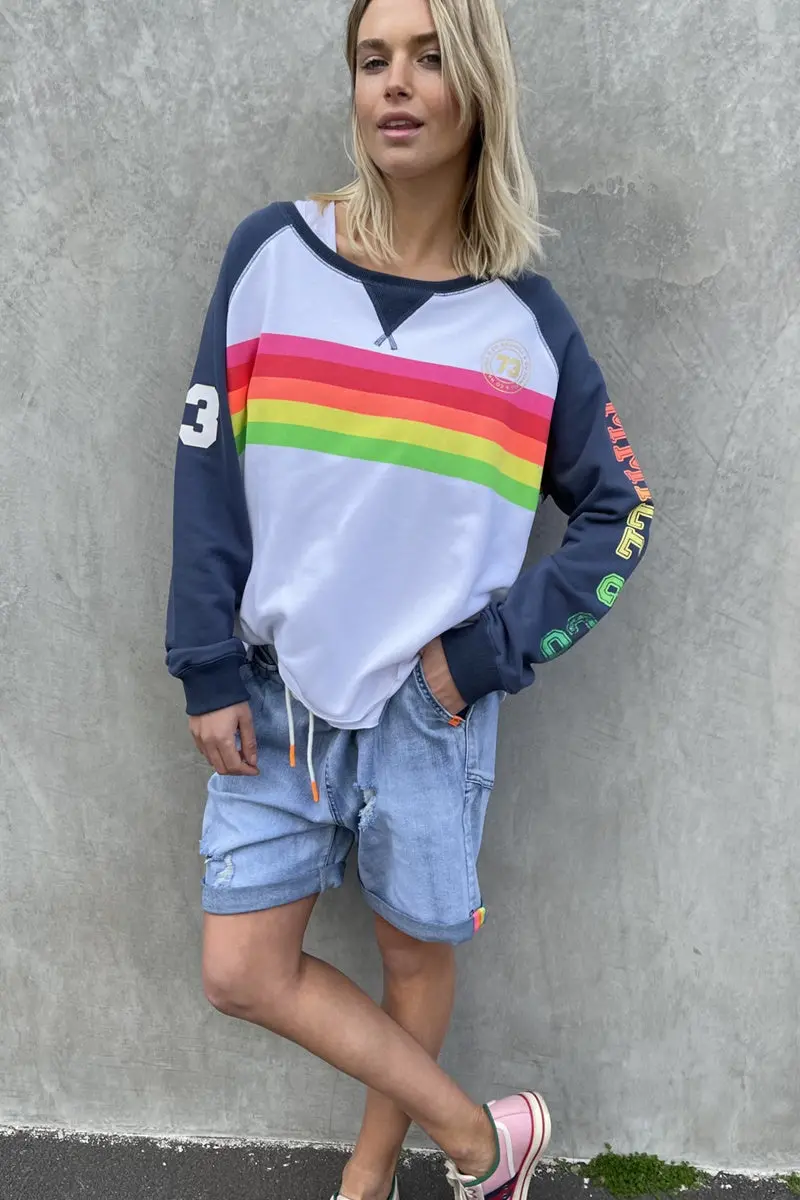 Hammill & Co - Sporty Rainbow Sweat - Navy / White 1