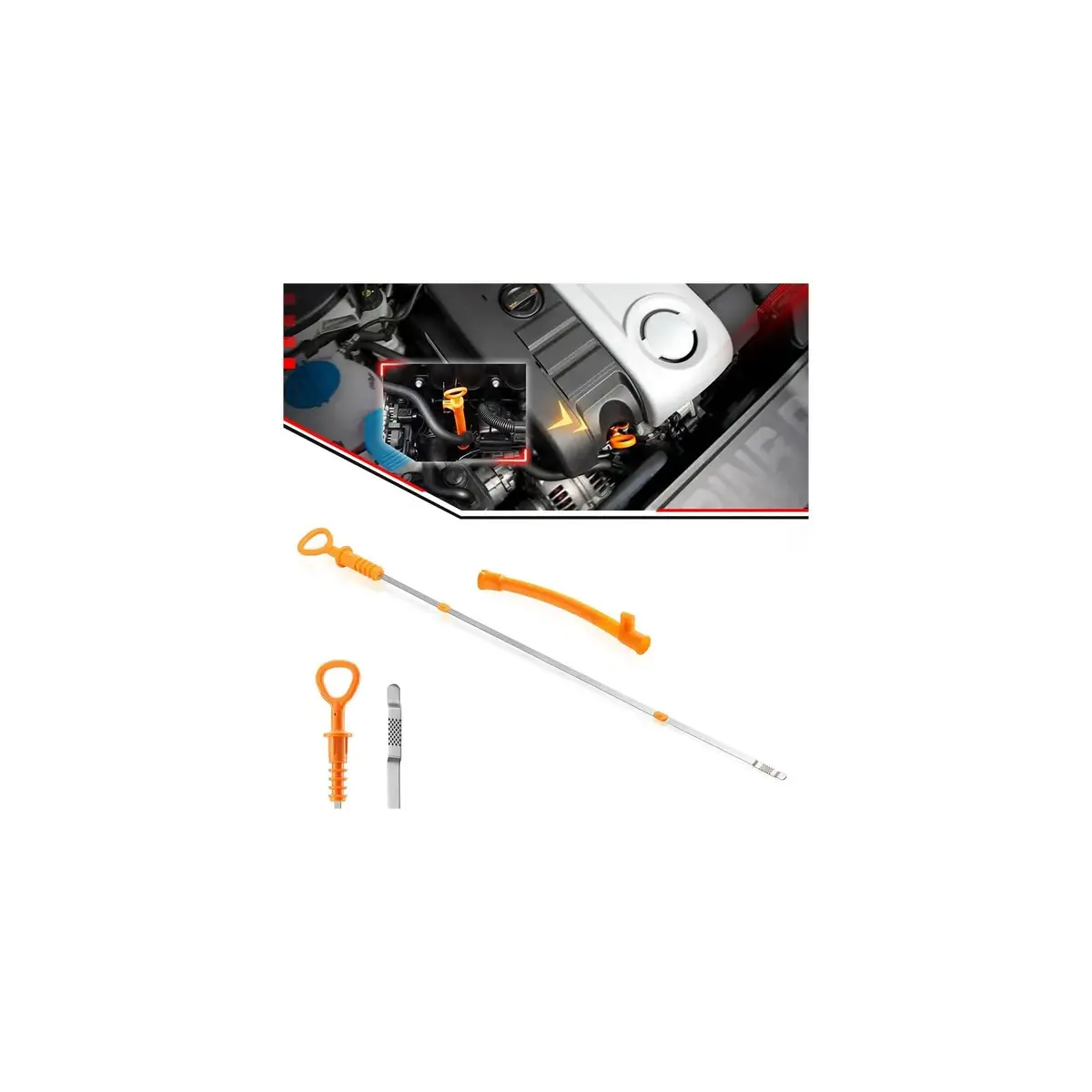 Us 06A103663c + 06B-115-611R Engine Oil Fluid Dipstick And Oil Dipstick Funnel Tube 1