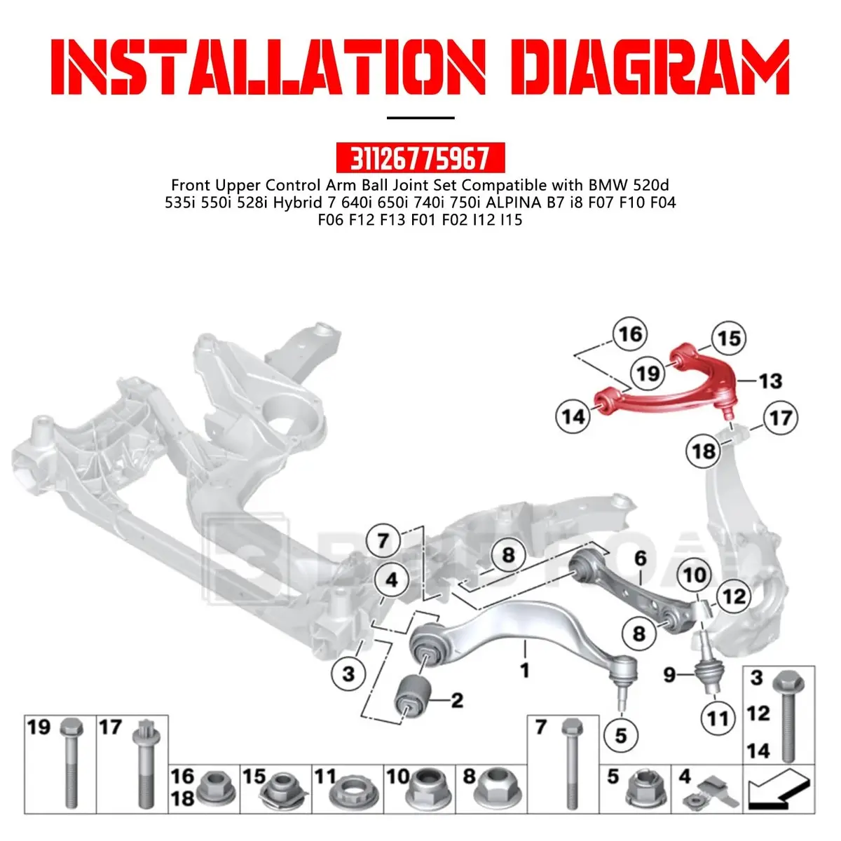31126775967 Control Arm With Ball Joint Set Front Upper Driver 2