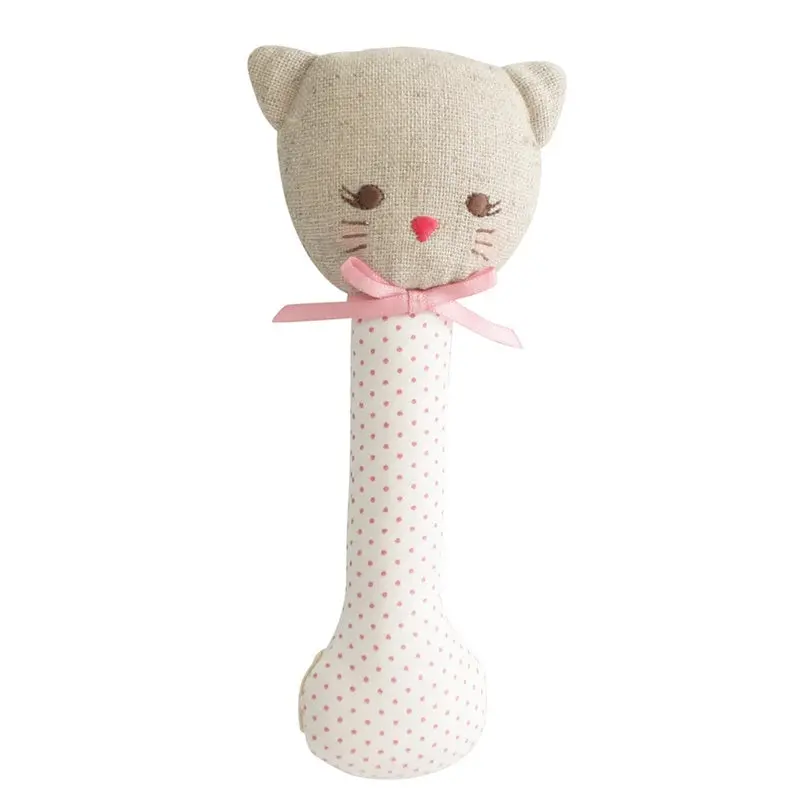 Alimrose - Kitty Stick Rattle - Spot Pink 1