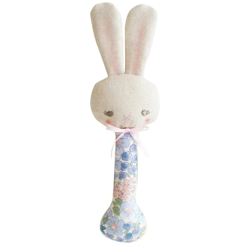 Alimrose - Baby Bunny Stick Rattle - Liberty Blue 1
