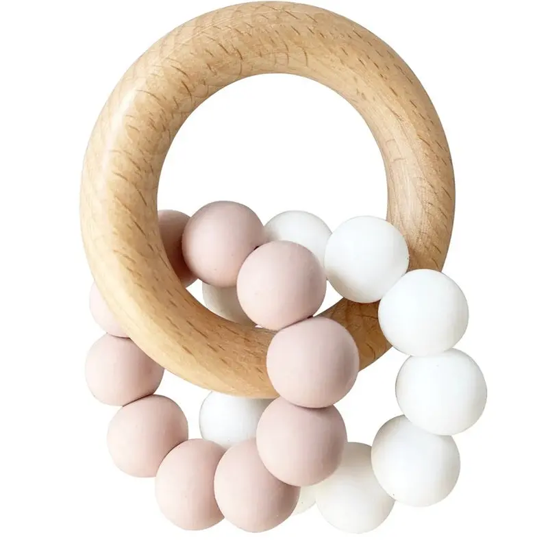 Alimrose - Double Silicone Teether Ring - Petal White 1