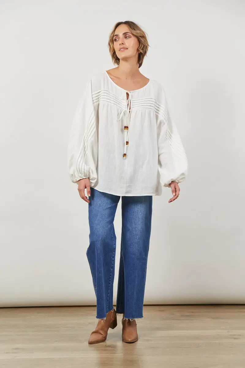 Isle Of Mine - Panorama Tuck Blouse - Dove 1