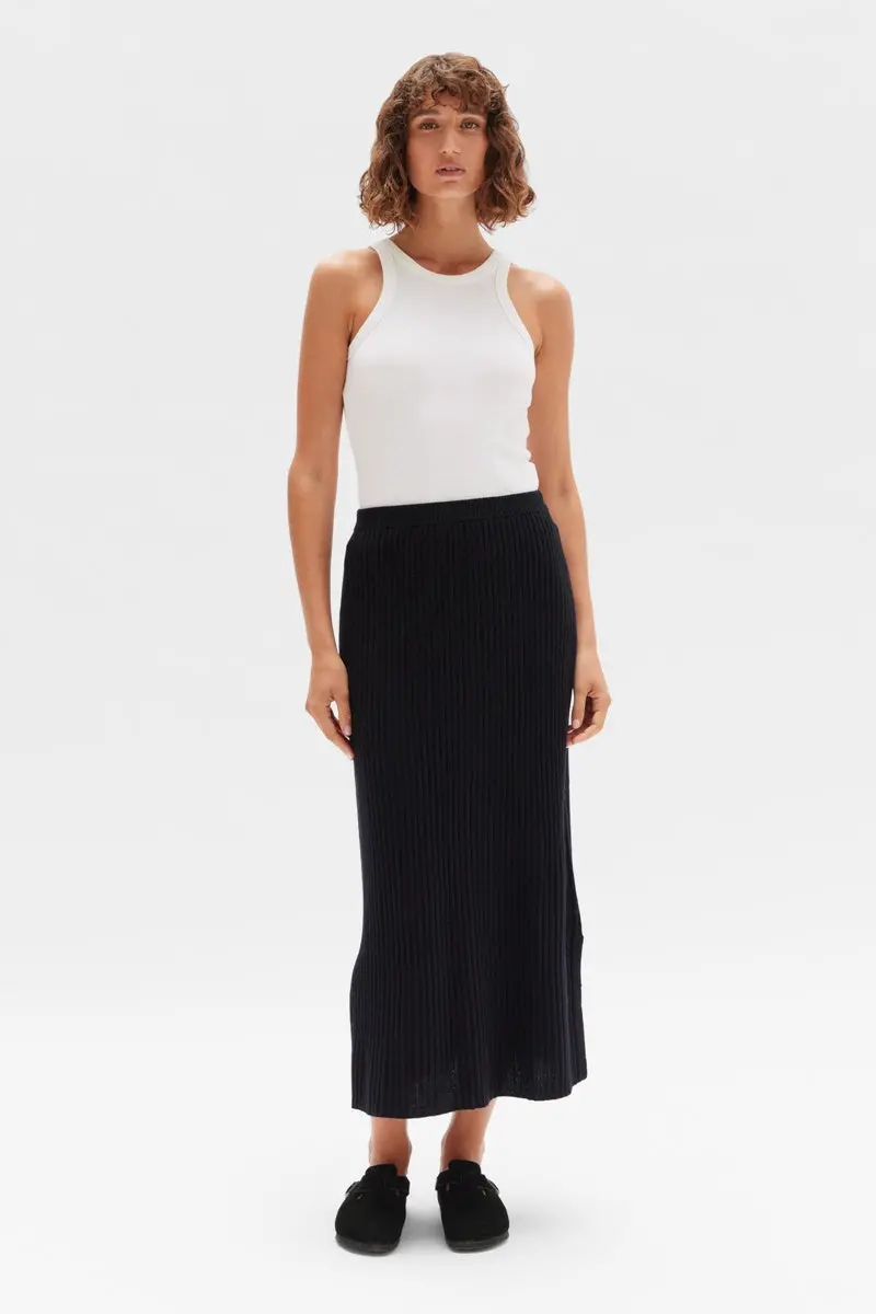 Assembly Label - Wool Cashmere Rib Skirt - Black 1