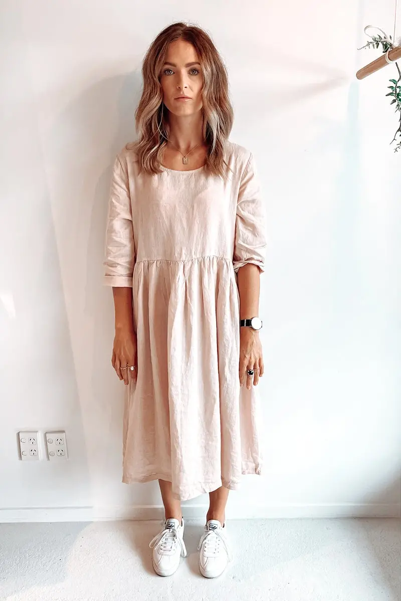Montaigne Paris - Baggy Linen Dress - Rose 1