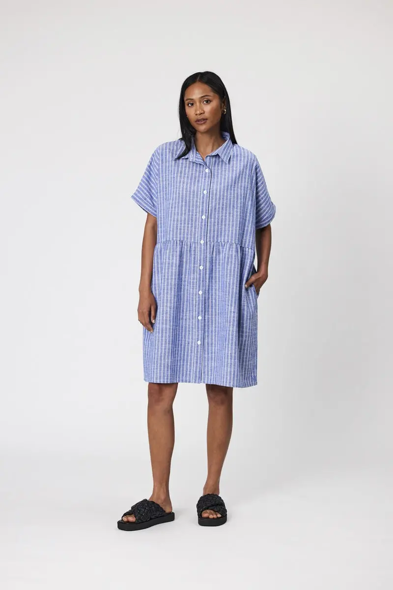 Marlow - Waves Shirt Dress - Denim Stripe 1