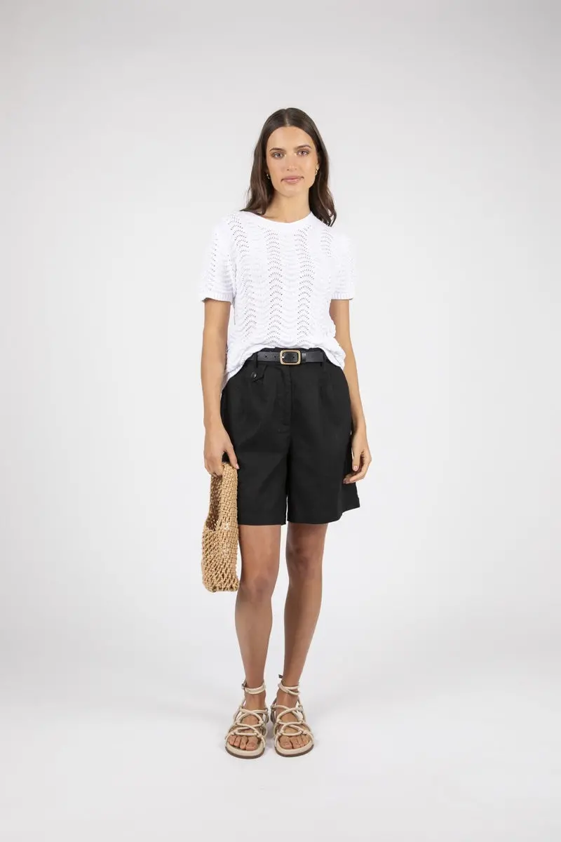 Marlow - Palmer Edit Mesh Knit Tee - White 1