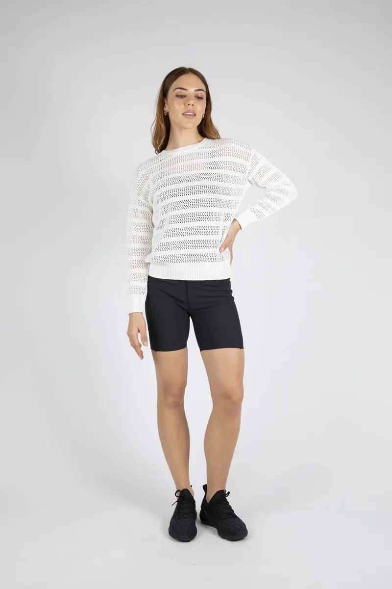 Marlow - Pointelle Crew Neck - White 1