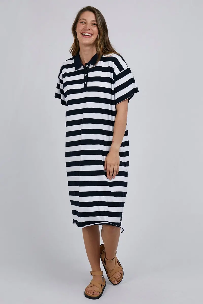 Foxwood - Polo Dress - Navy & White Stripe 1