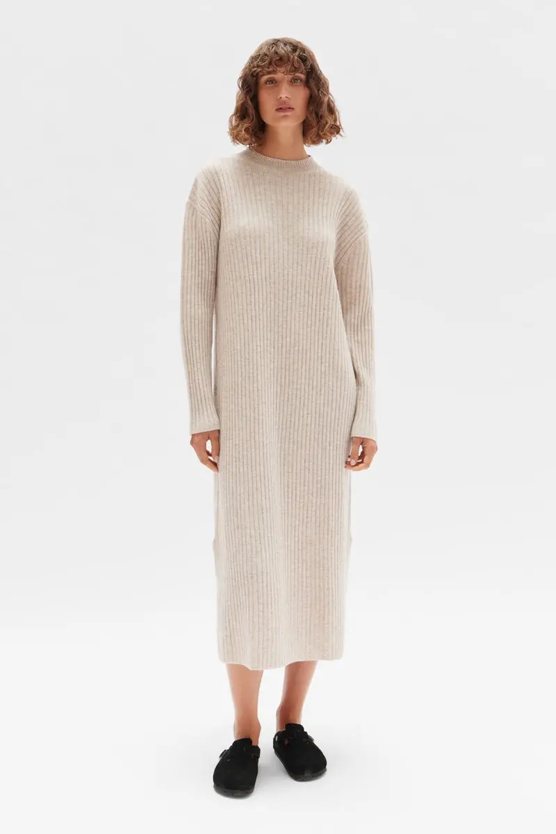 Assembly Label - Wool Cashmere Rib Dress - Oat Marle 2