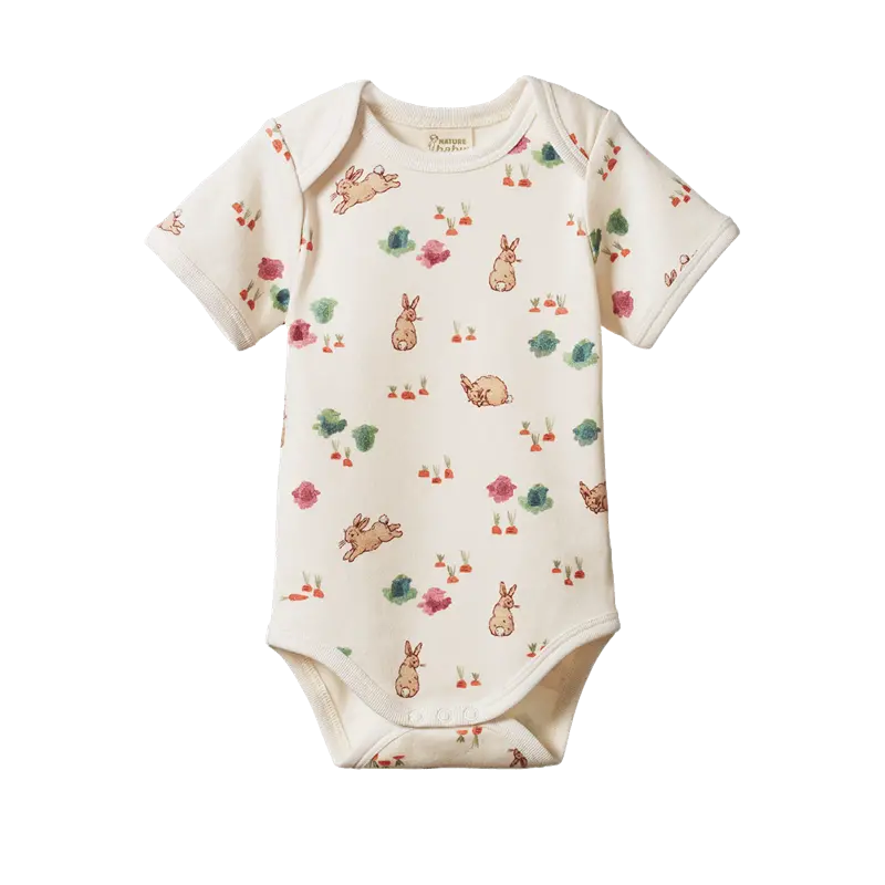 Nature Baby - Short Sleeve Body Suit - Country Bunny Print 1