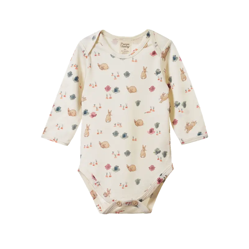 Nature Baby - Long Sleeve Bodysuit - Country Bunny Print 1