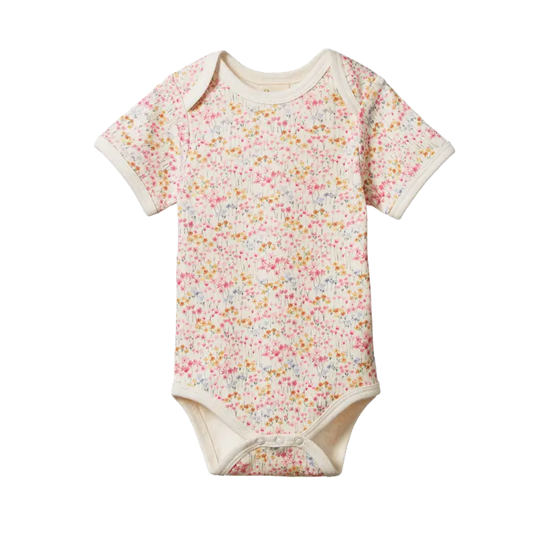 Nature Baby - Short Sleeve Body Suit - Wildflower Mountain Print 1