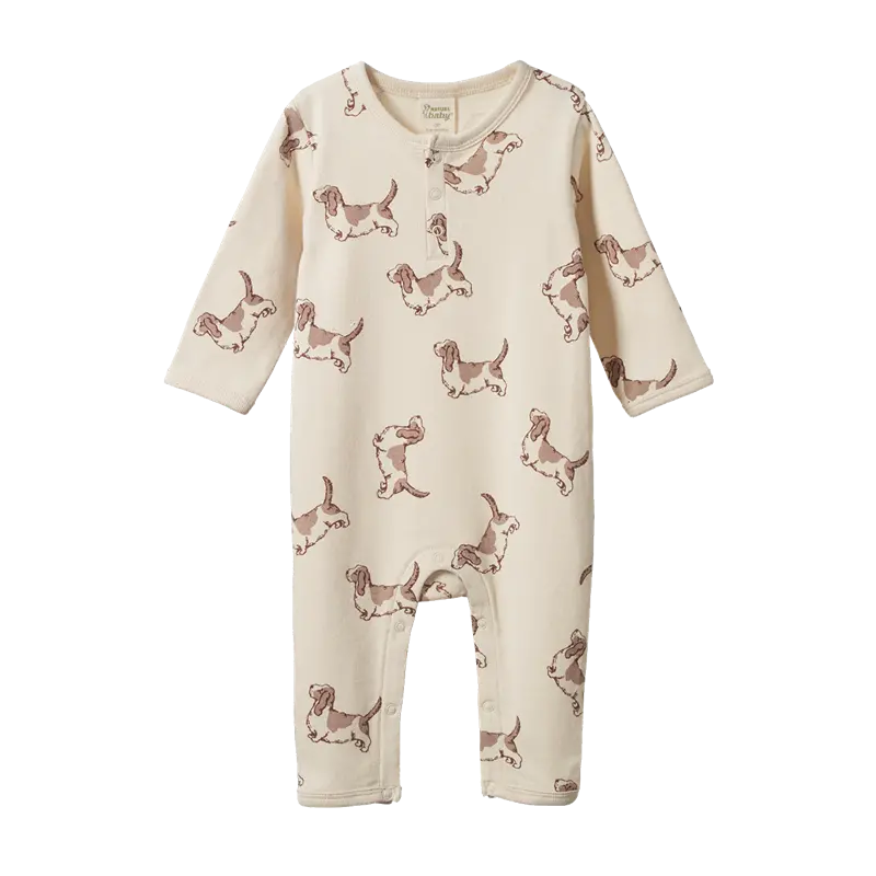 Nature Baby - Henley Pyjama Suit - Happy Hounds Print 1