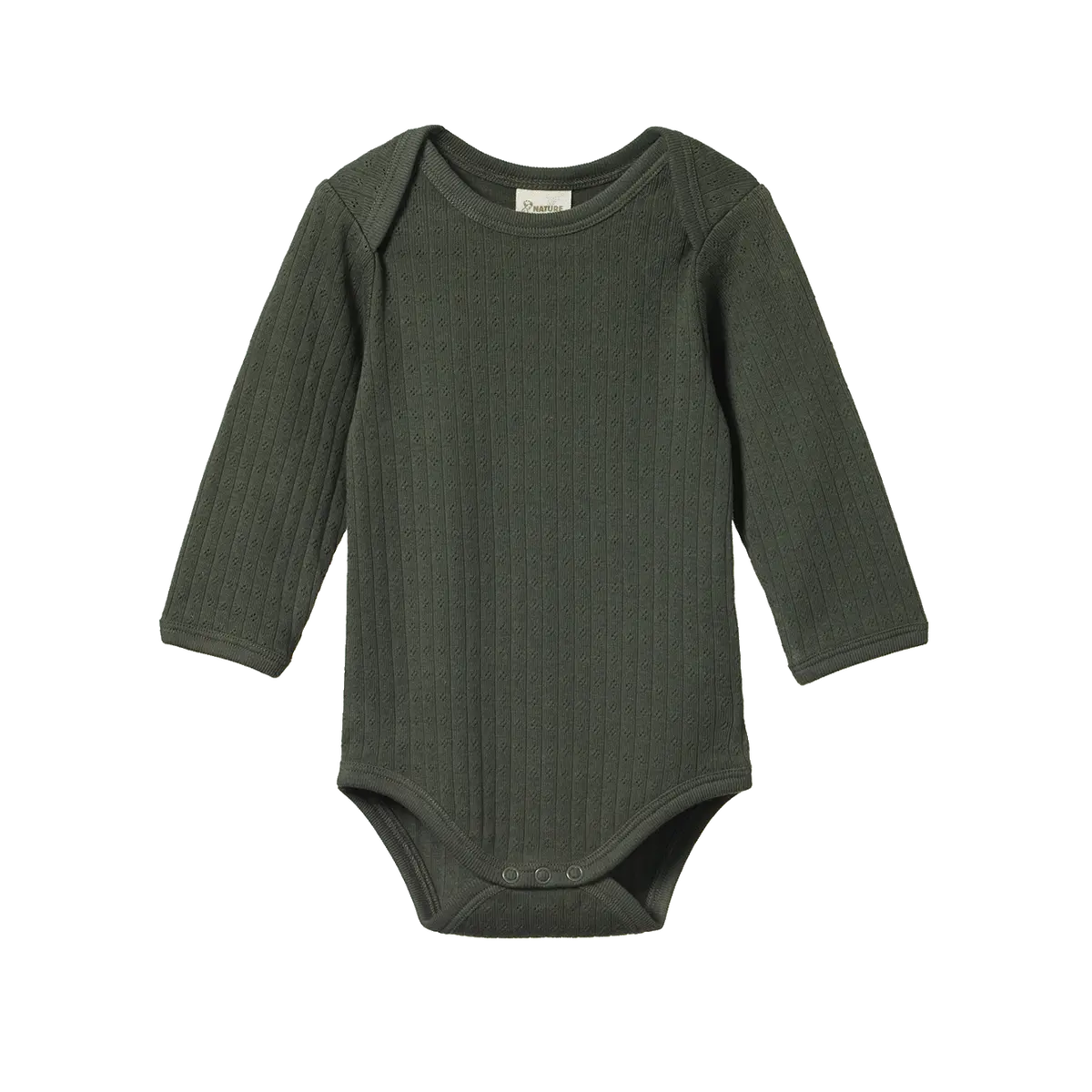 Nature Baby - Long Sleeve Pointelle Bodysuit - Thyme 1