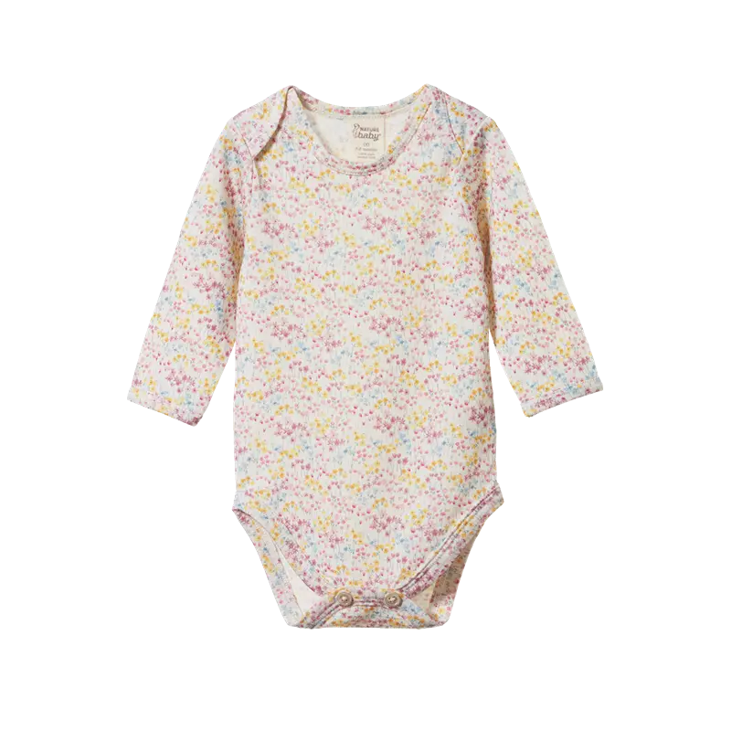 Nature Baby - Long Sleeve Merino Bodysuit - Wildflower Mountain 1