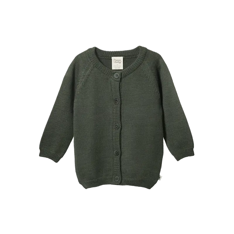 Nature Baby - Merino Knit Cardigan - Thyme 1