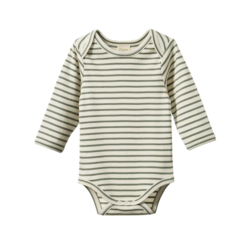 Nature Baby - Long Sleeve Body Suit- Nettle Sailor Stripe 1