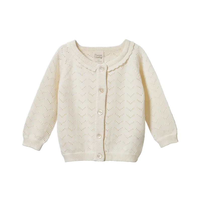 Nature Baby - Piper Cardigan - Natural Pointelle 1