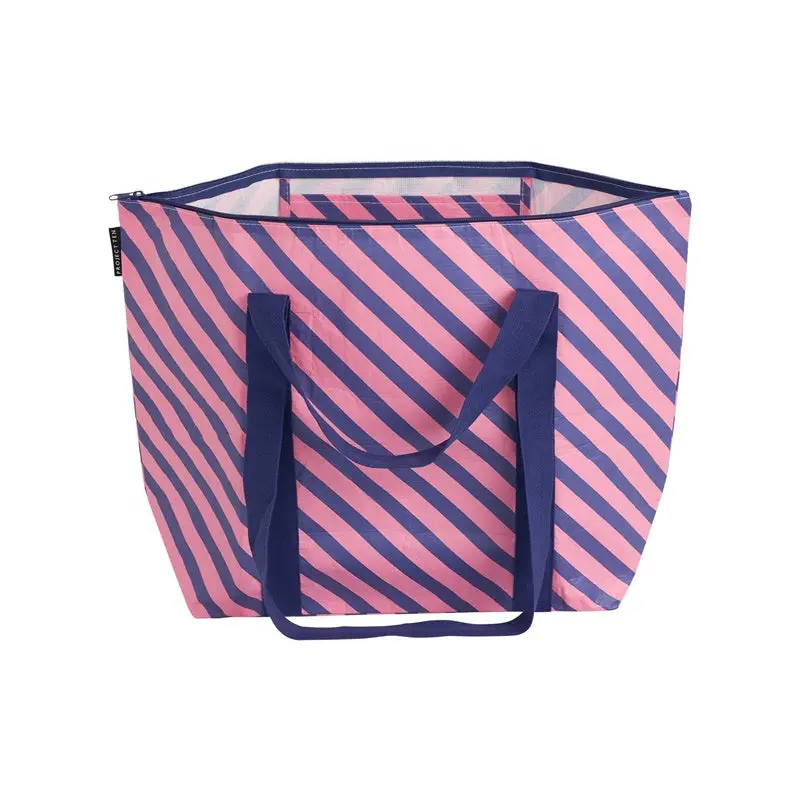 Project Ten - Pink Navy Stripe - Zip Medium Tote 1