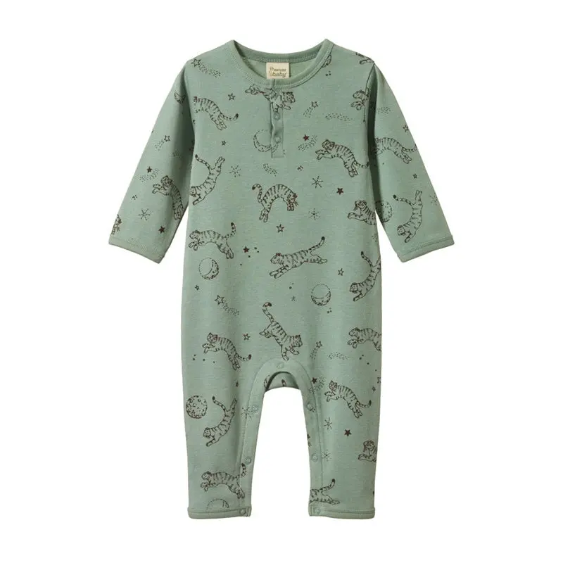 Nature Baby - Henley Pj Suit - Dream Tigers Lagoon Print 1