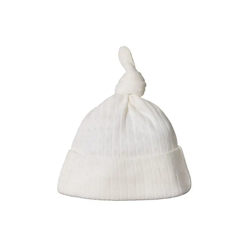 Nature Baby - Cotton Knotted Beanie Pointelle - Natural 1