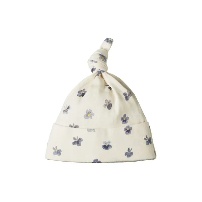 Nature Baby - Cotton Knotted Beanie - Pressed Pansy 1