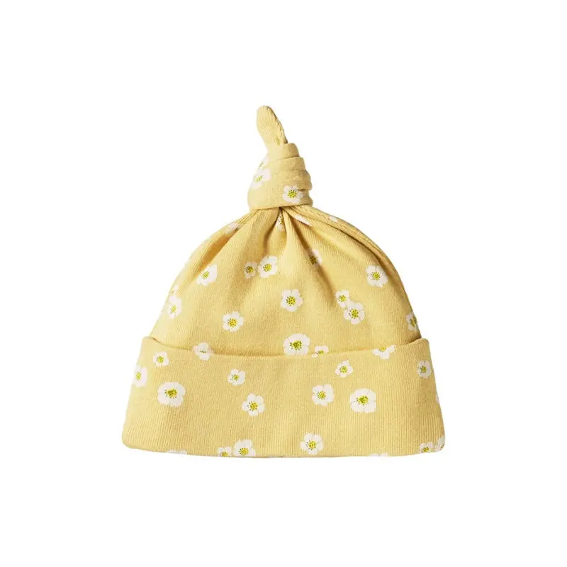 Nature Baby - Cotton Knotted Beanie - Strawberry Flower Print 1