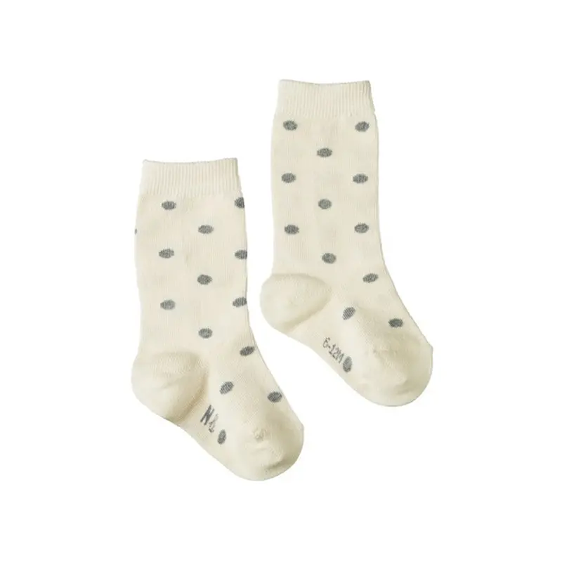 Nature Baby - Cotton Rib Socks - Grey Polka Dot 1