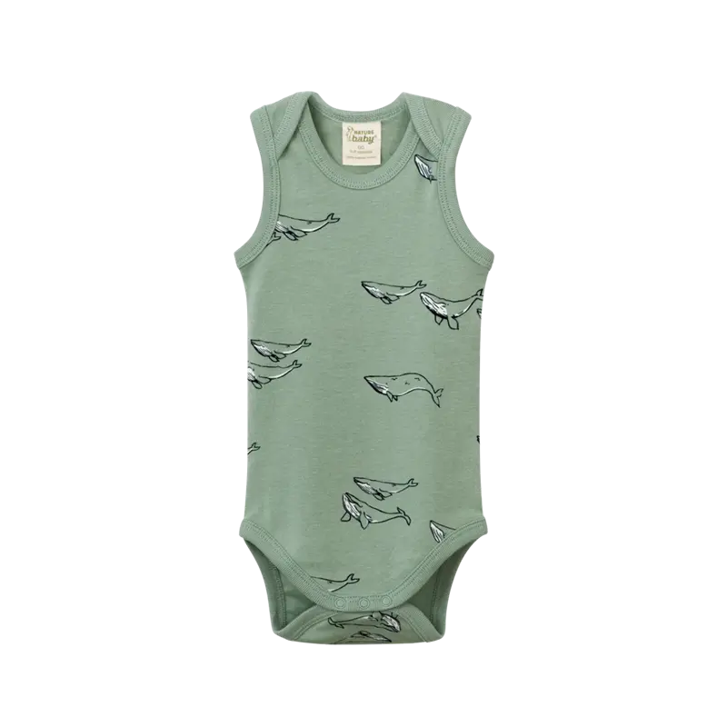 Nature Baby - Cotton Singlet Bodysuit - Humpback Whale 1