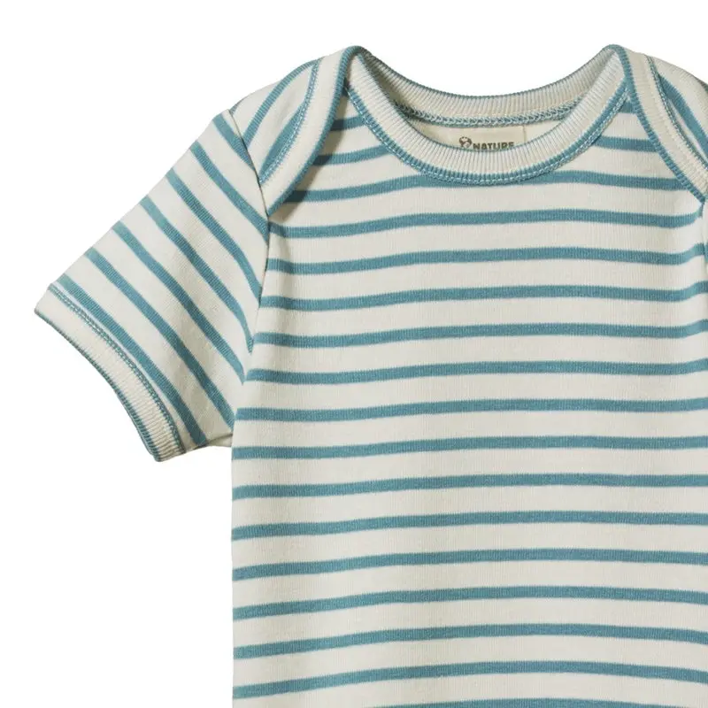 Nature Baby - Short Sleeve Body Suit - Mineral Sailor Stripe 2