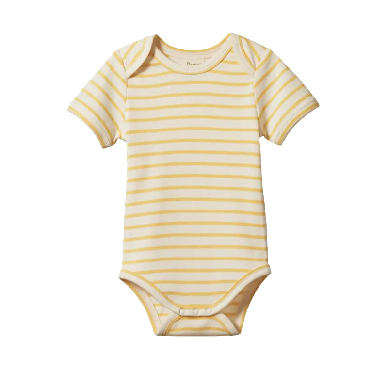Nature Baby - Short Sleeve Bodysuit - Sunshine Sailor Stripe 1
