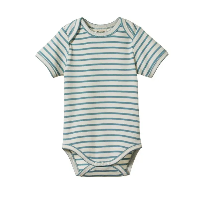 Nature Baby - Short Sleeve Body Suit - Mineral Sailor Stripe 1