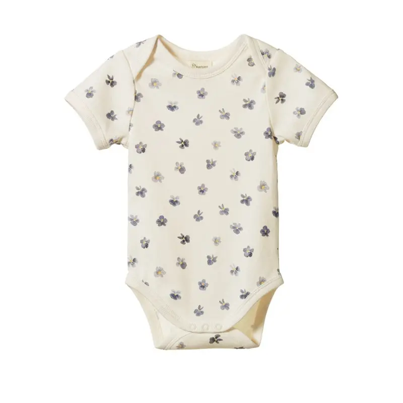 Nature Baby - Short Sleeve Bodysuit - Pressed Pansy 1