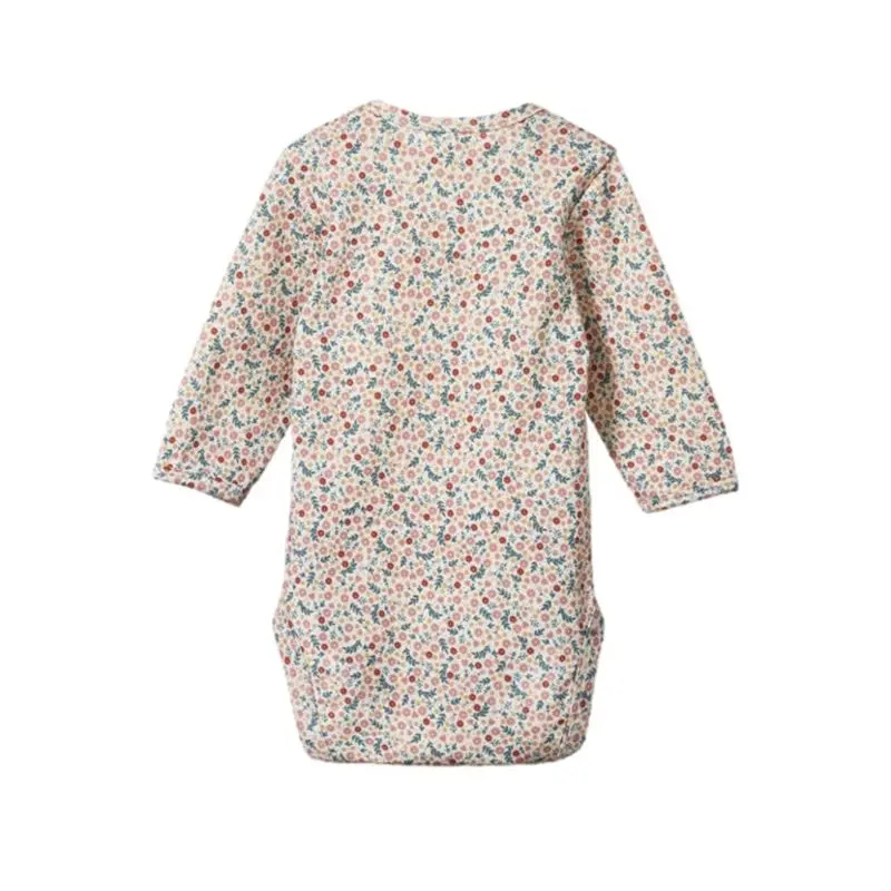 Nature Baby - Long Sleeve Merino Bodysuit - June's Garden Print 2