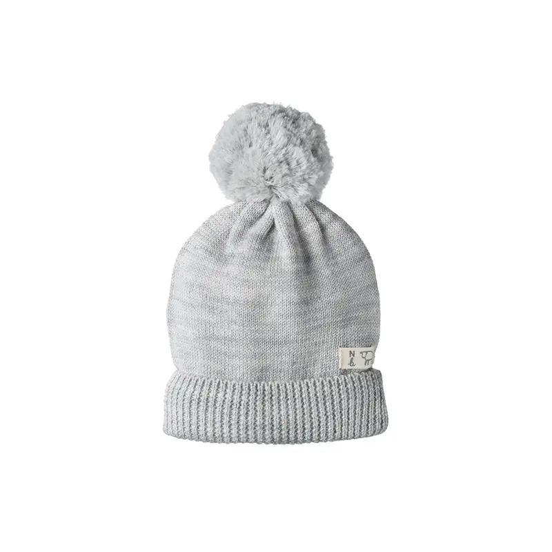Nature Baby - Alpine Pom Pom Beanie - Light Grey Marl 1