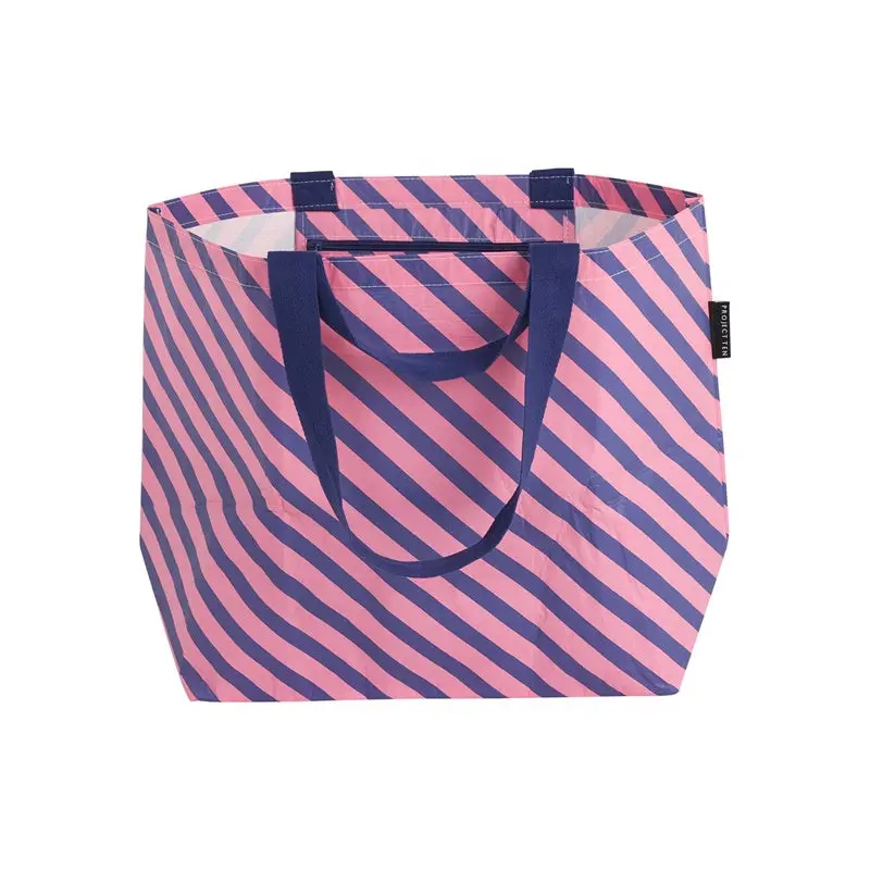 Project Ten - Pink Navy Stripe Medium Tote 1