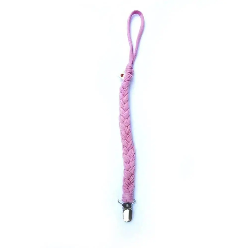 Porta Chupete Trenzado De Algodón Natural Rosa, Amamantas 1