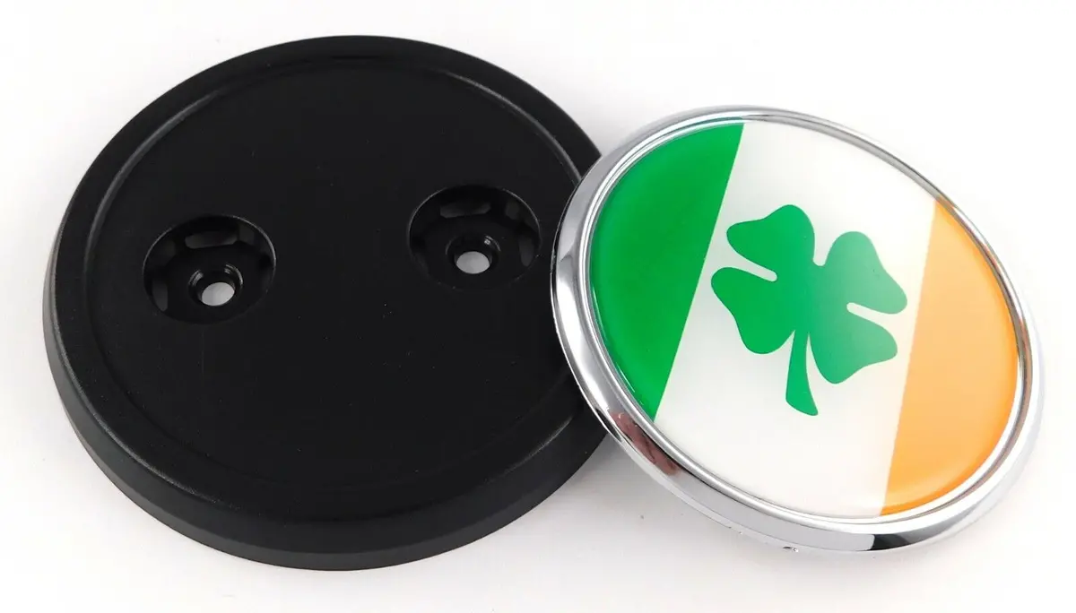 Ireland Irish Flag Car Truck Black Round Grill Badge 3.5" Grille Chrome Emblem 1
