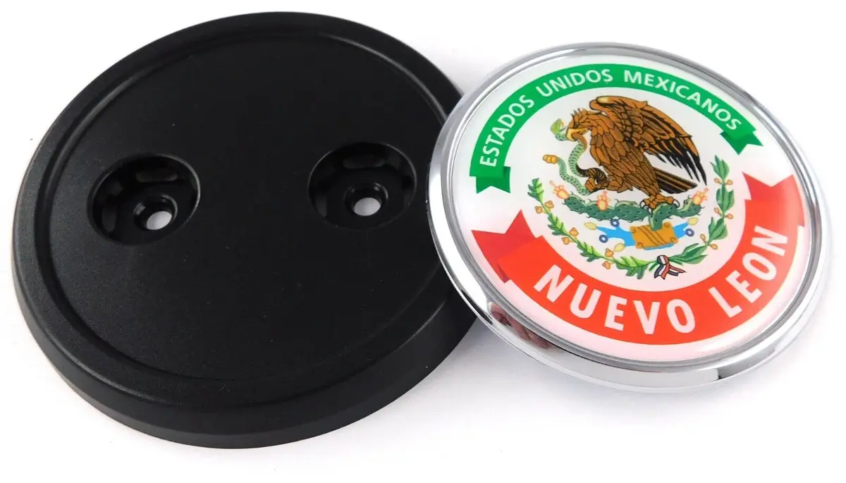 Nuevo Leon Mexico Car Truck Grill Black Badge 3.5" Grille Chrome Emblem 1