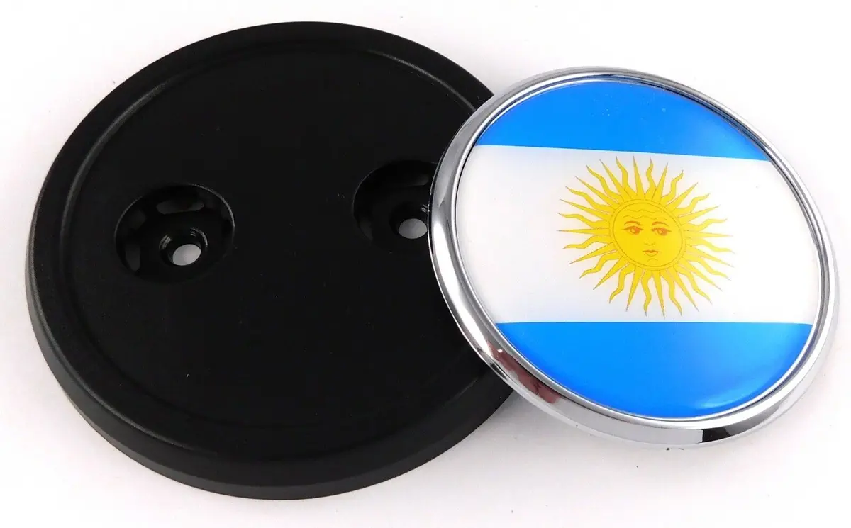 Argentina Flag Car Truck Black Round Grill Badge 3.5" Grille Chrome Emblem 1