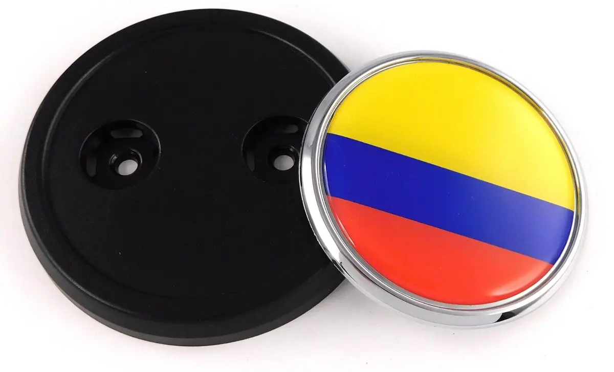 Colombia Flag Car Truck Black Round Grill Badge 3.5" Grille Chrome Emblem 1