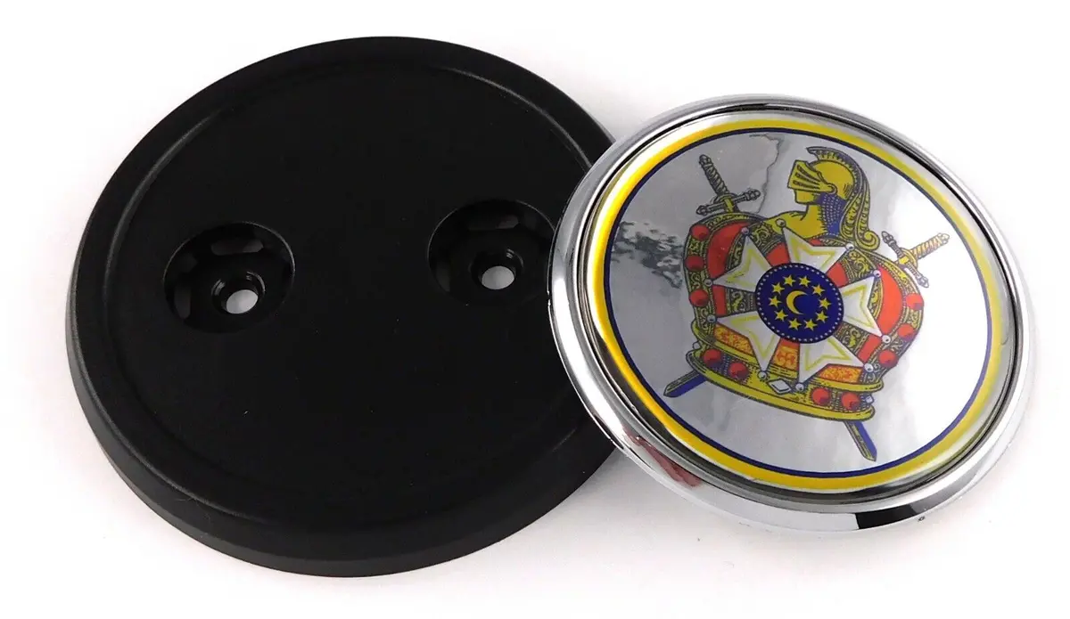 Demolay Masonic Flag Car Truck Black Round Grill Badge 3.5" Grille Chrome Emblem 1