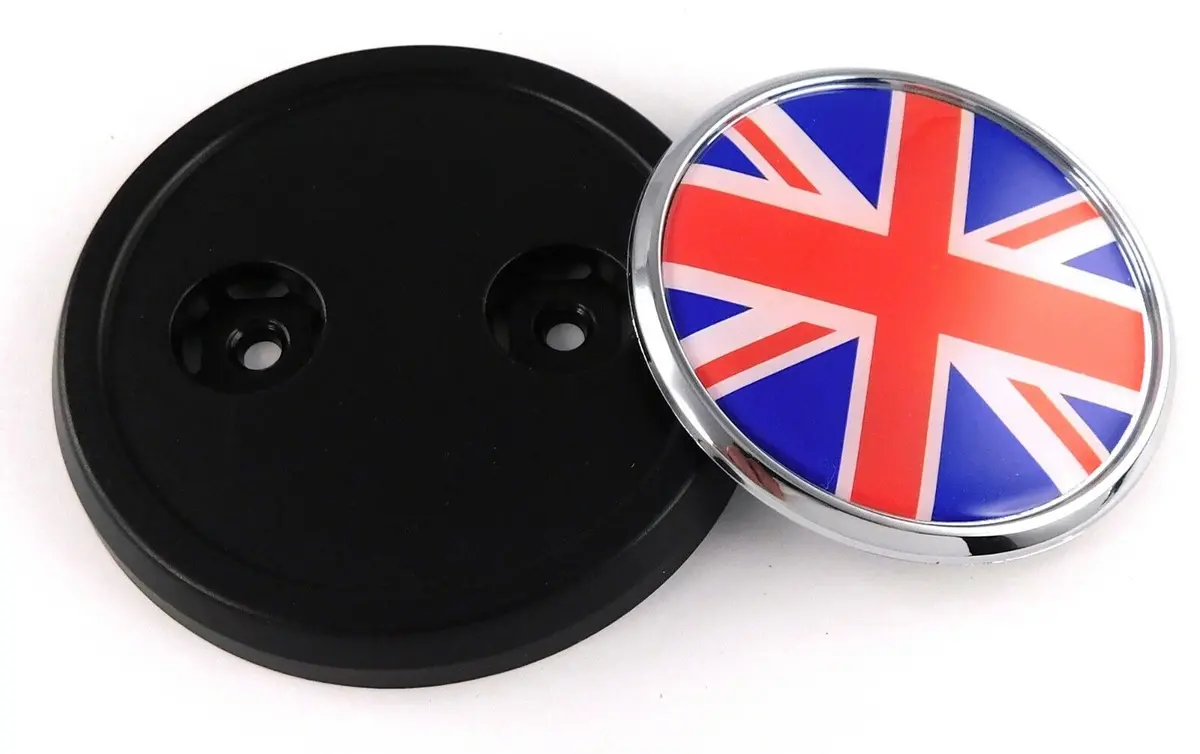 Great Britain Flag Car Truck Black Round Grill Badge 3.5" Grille Chrome Emblem 1