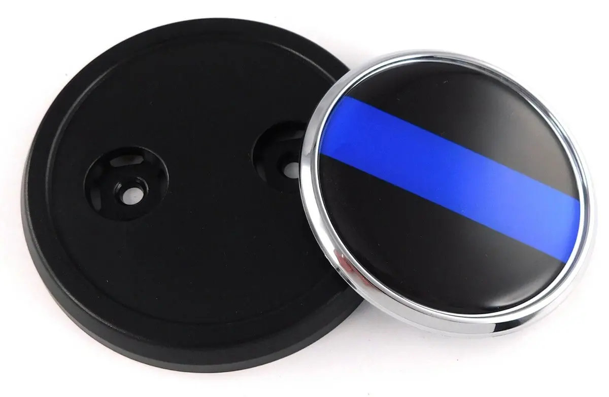 Police Thin Blue Line Car Truck Black Round Grill Badge 3.5 Grille Chrome Emblem 1